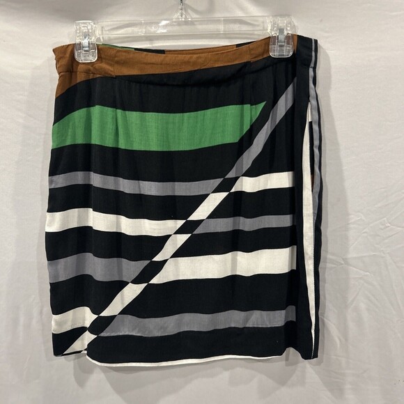 Derek Lam Skirt Womens XS Stripe Design Nation Mini Pockets Grap Surf Parrot - Picture 6 of 7